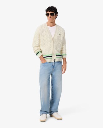 Chaqueta de punto de lana con motivo de ochos