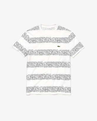 Camiseta Keith Haring algodón cuello redondo estampado de rayas