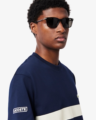 Camiseta con franja de malla de punto jersey grueso