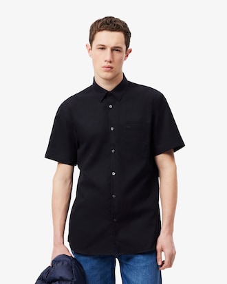 Camisa de corte regular de algodón de manga corta