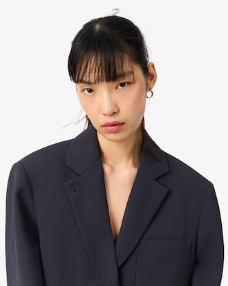 Blazer de piqu&eacute; con ca&iacute;da