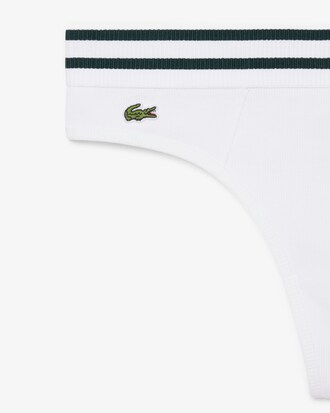 Tanga de algod&oacute;n con cintura de rayas