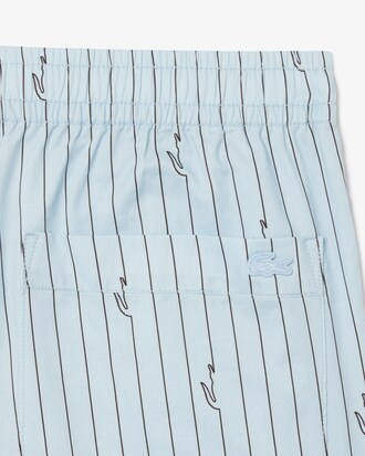 Pantal&oacute;n corto de algod&oacute;n de rayas con estampado de cocodrilo