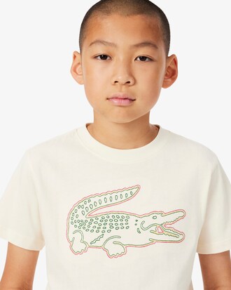 Camiseta de algod&oacute;n con bordado de cocodrilo