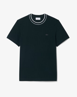 Camiseta de piqu&eacute; el&aacute;stico con cuello de rayas