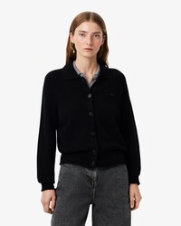 Chaqueta con cuello polo de punto 3D de lana cardada