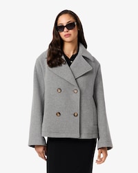 Gabán corto oversized de mezcla de lana