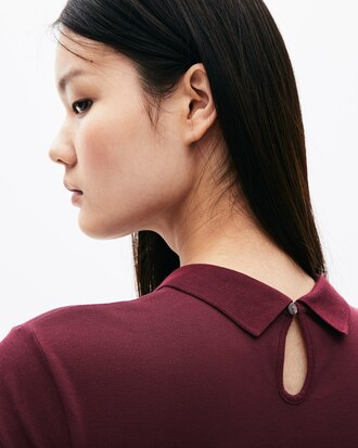 Polo de mujer Lacoste LIVE slim fit en piqu&eacute; el&aacute;stico con cocodrilo de terciopelo