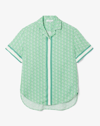 Camisa con estampado de monograma oversized