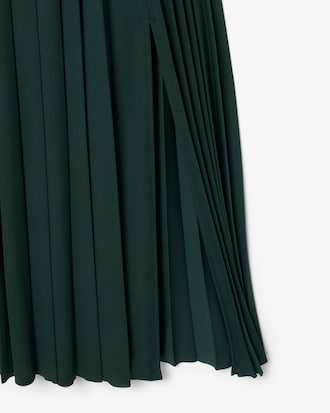 Vestido plisado con cuello polo de punto jersey vaporoso
