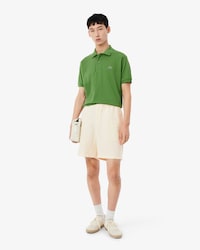 Pantal&oacute;n corto de sarga con mezcla de lino de corte regular