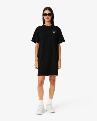 Vestido-camiseta de punto jersey con detalles de marca oversized