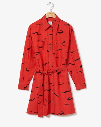 Vestido camisero de mujer Lacoste LIVE en lona con estampado de camuflaje