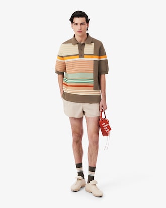 Jersey con cuello polo de rayas texturizadas Runway