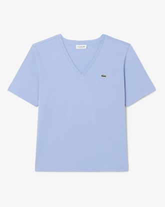 Camiseta de corte holgado con cuello de pico de algodón suave