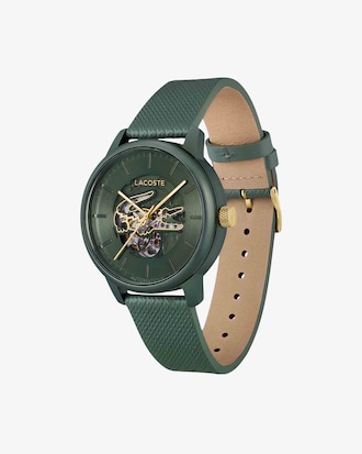 Reloj autom&aacute;tico con correa de cuero Lacoste.12.12