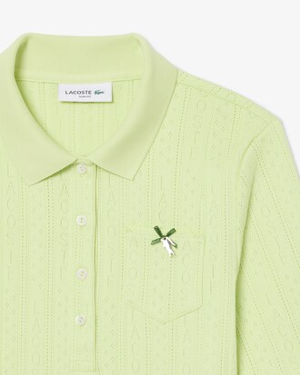 Polo de pointelle de corte ajustado L.12.D con detalles de marca