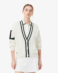 Chaqueta de punto de golf de mezcla de lana con insignia