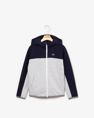 Sudadera de niño color block con cremallera y capucha