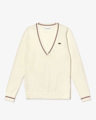 Jersey de mujer Lacoste SPORT Golf en mezcla de lana t&eacute;cnica con cuello de pico