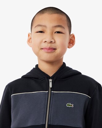 Sudadera con capucha y cremallera con bloques de color