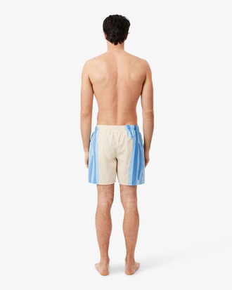 Short de ba&ntilde;o de rayas de largo medio