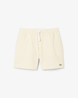 Short de baño texturizado de rayas de largo medio