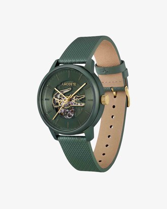 Reloj autom&aacute;tico con correa de cuero Lacoste.12.12