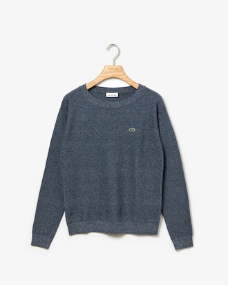 Jersey de mujer en algod&oacute;n suave texturizado con cuello barco