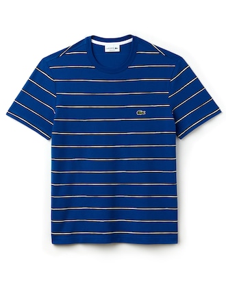 Camiseta De Cuello Redondo De Mini Piqué De Algodón Con Estampado De Rayas