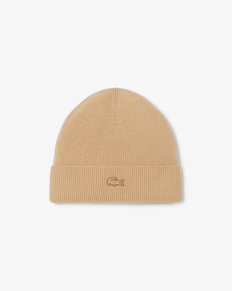 Gorro de lana con borde de canalé