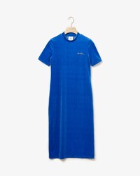 Vestido de tubo de mujer Lacoste LIVE en terciopelo con inscripci&oacute;n dorada