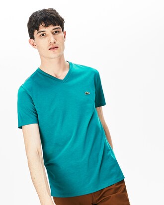 Camiseta de cuello de pico de algodón pima ligero