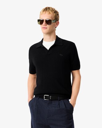 Jersey de cuello polo abierto de mezcla de algodón