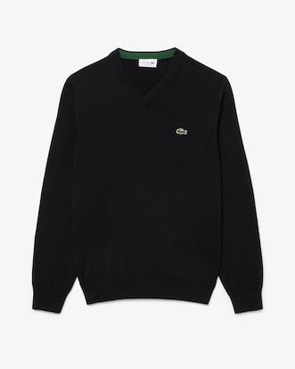 Jersey de cuello de pico de algod&oacute;n monocolor