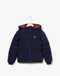 Chaqueta acolchada de niña con cintura elástica y capucha