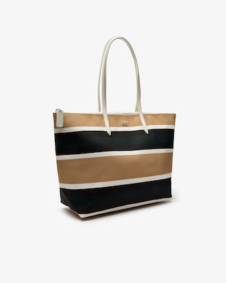 Bolso tote de mujer L.12.12 Concept en lona de rayas revestida con cremallera
