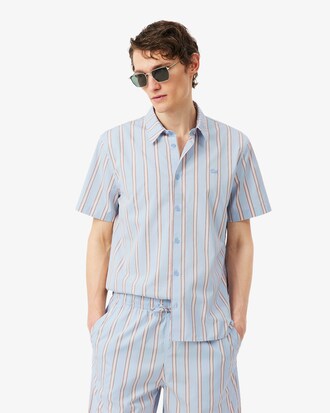 Camisa de corte regular de popel&iacute;n de rayas