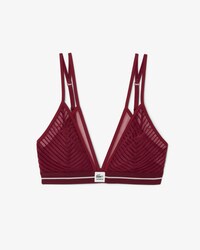 Bralette triangular de malla con rayas de terciopelo