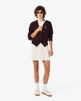 Chaqueta de punto musgo de algod&oacute;n con cuello de pico