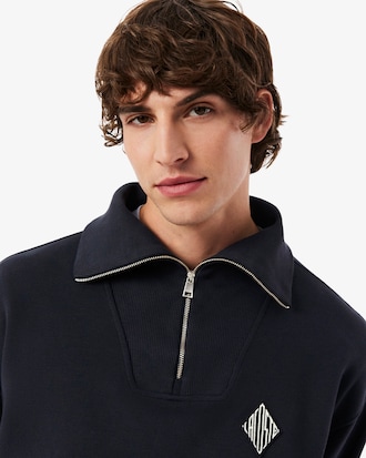 Sudadera de corte amplio de piqu&eacute; con cremallera en el cuello