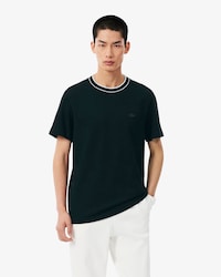 Camiseta de piqu&eacute; el&aacute;stico con cuello de rayas