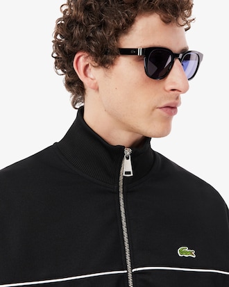 Sudadera con cremallera y ribete en contraste