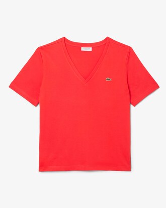 Camiseta de corte holgado con cuello de pico de algodón suave