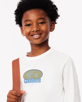 Camiseta de algodón grueso con insignia estampada
