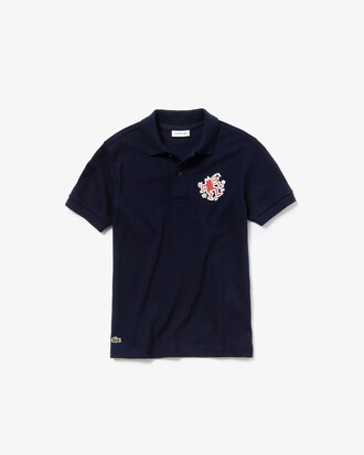 Polo Lacoste Niño En Petit Piqué De Algodón Con Las Letras De La Marca Impresas