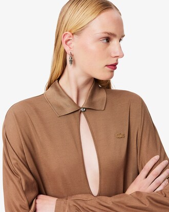 Maxi vestido de seda con cuello polo Runway