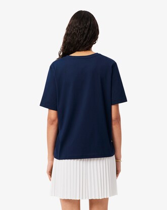 Camiseta de corte holgado con cuello de pico de algod&oacute;n suave