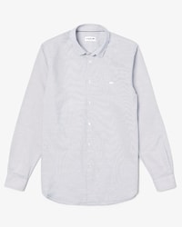 Camisa de hombre regular fit en popel&iacute;n de algod&oacute;n de rayas horizontales