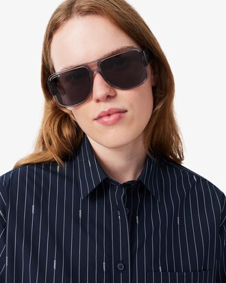 Camisa oversize de jacquard de rayas